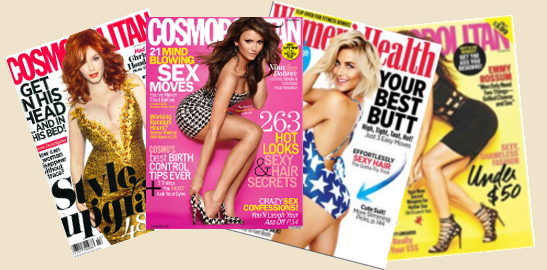 spread of women's magazine covers